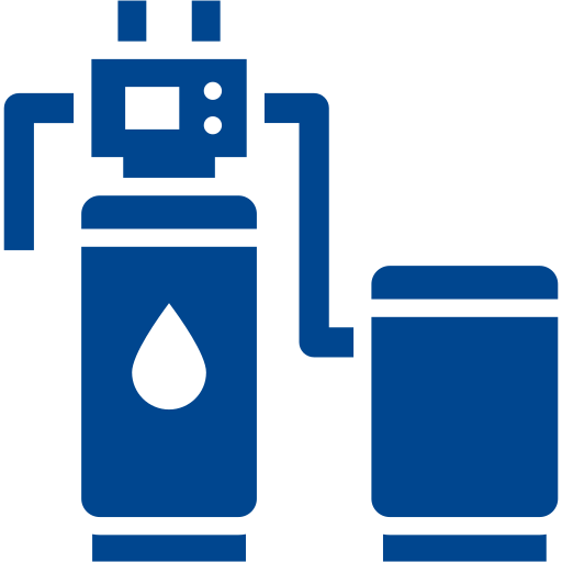 Treated water supply with RO process & building-wide water softener